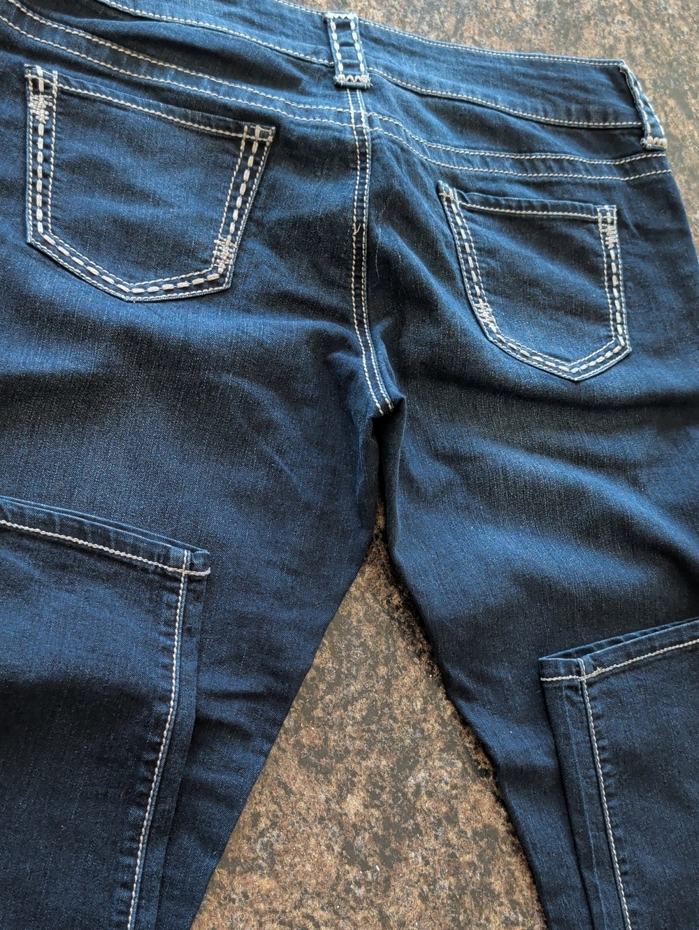 Maurices Dark Blue Slim Straight Jeans with White Contrast Stitching